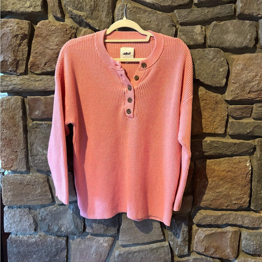 Pink Button-Up Women's Sweater